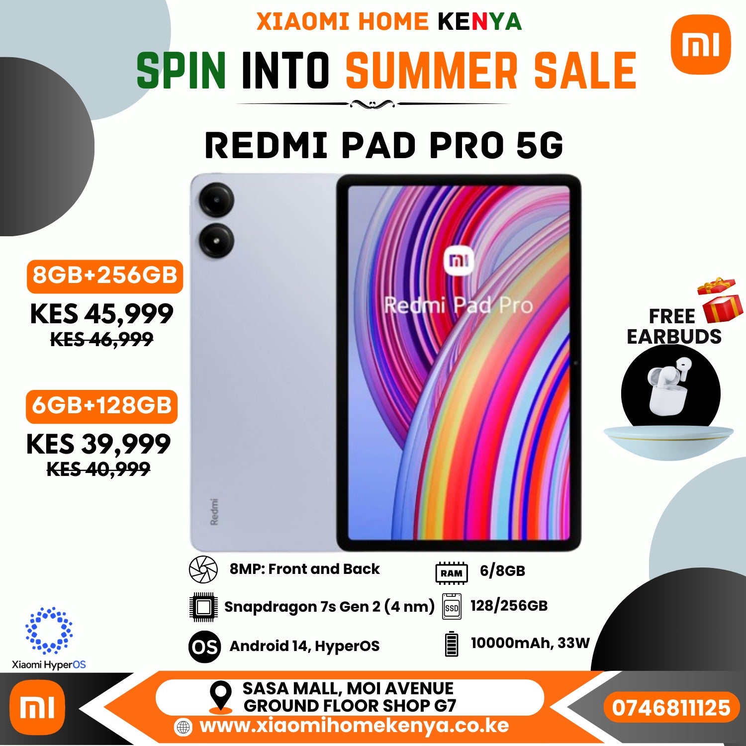 Redmi Pad Pro 5G 8GB + 256GB Black, Free Earbuds - XIAOMI HOME KENYA OFFICIAL AUTHORIZED STORE