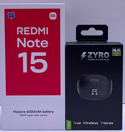 Redmi Note 15, 8+256GB, 108MP Camera, 6000mAh Battery, Free Zyro Lite Earbuds