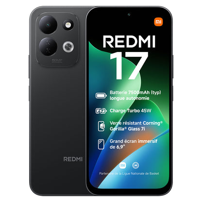 REDMI 17 4G 4+128 Midnight Black, 7500mAh Battery, Free Earbuds, 25Months warranty