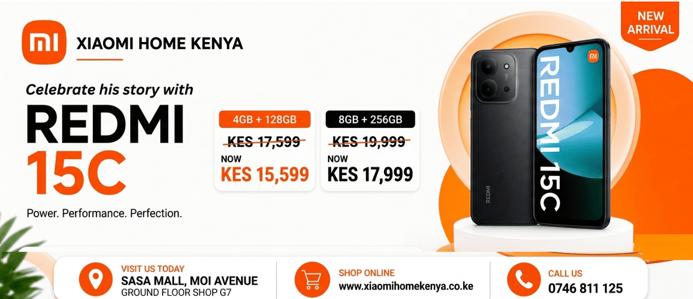 Redmi 15C price in Kenya June 2026, 4+128GB and 8+256GB Variants