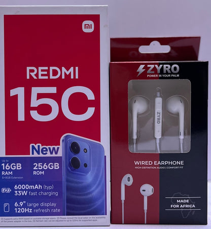 Redmi 15C 8+256 Midnight Gray, Get Free Zyro Tye C Earphones