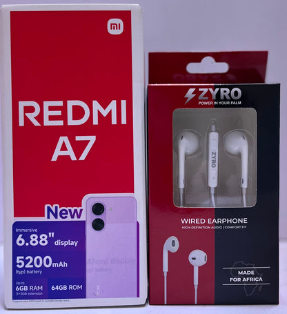 Redmi A7 3GB+64GB, 5200mAh Big Battery ,GET FREE Zyro Earphones
