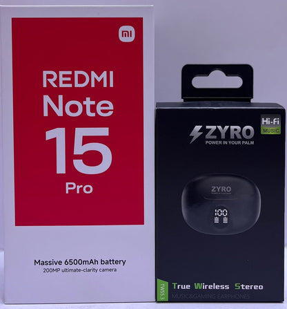 Redmi Note 15 Pro, 8+256GB, 200MP Camera, 6500mAh Battery, Free Zyro Lite Earbuds